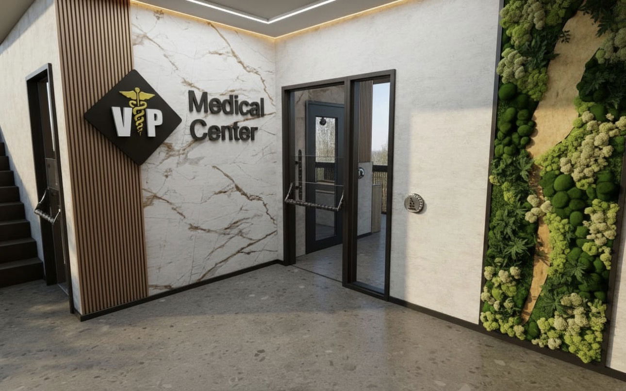 Modern medical center entrance design in East York