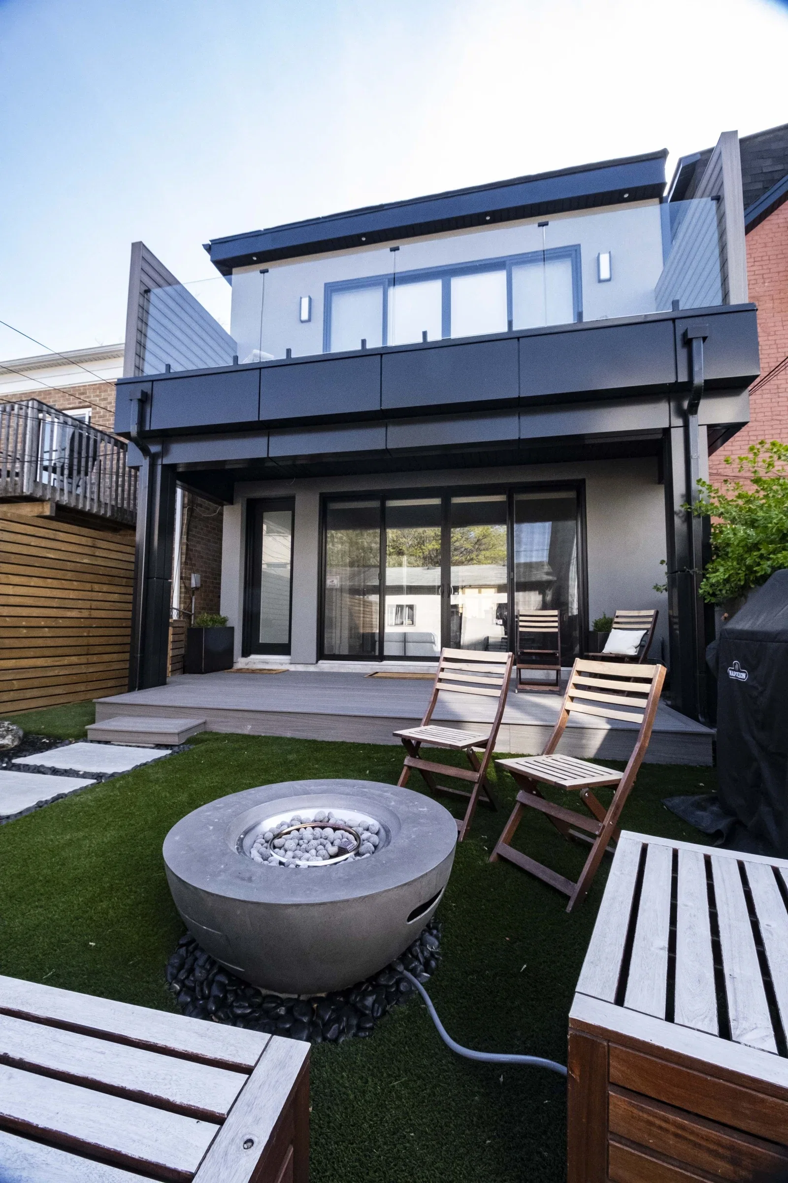Backyard with fire table