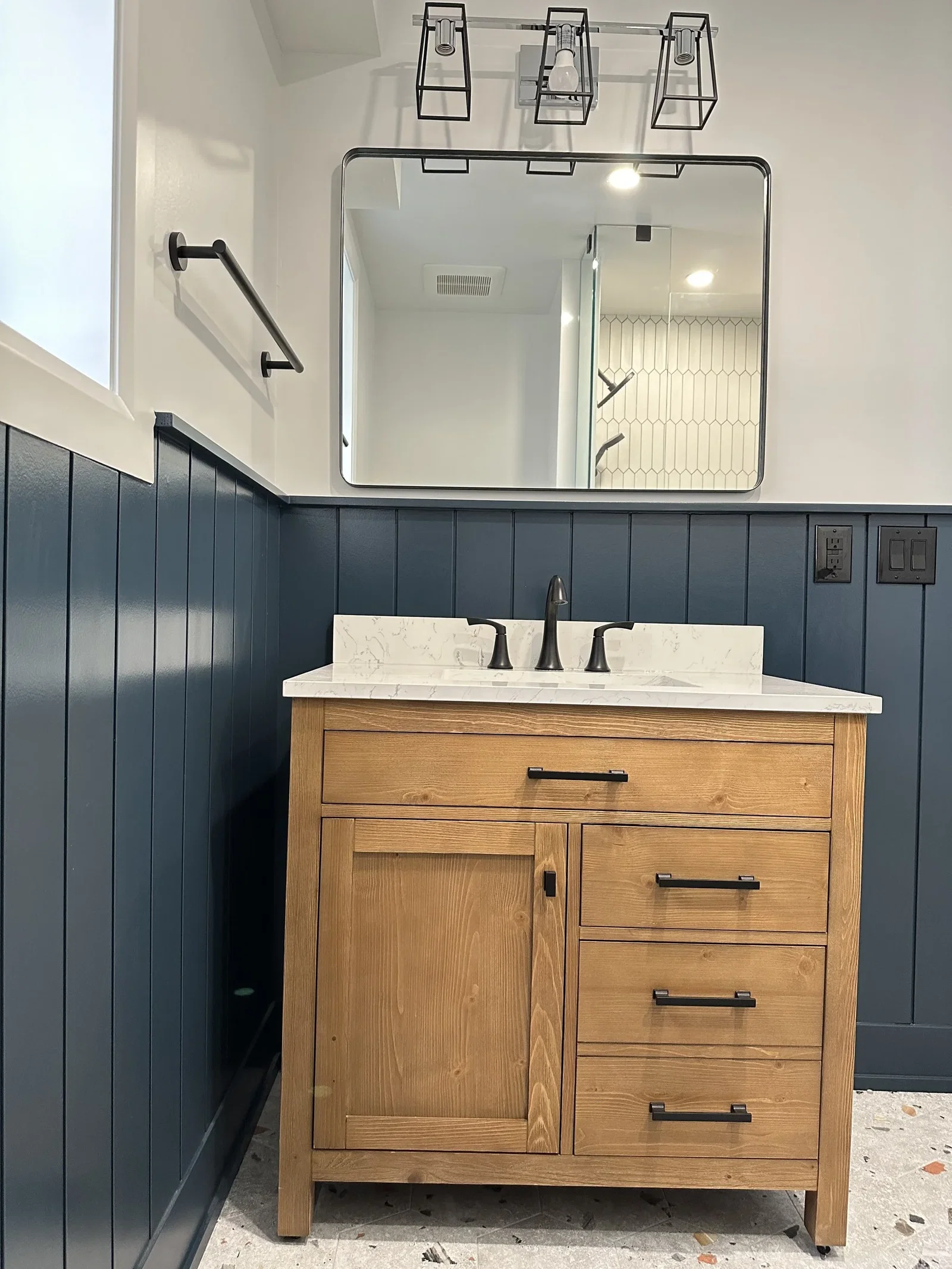 Bathroom vanity with wainscoting
