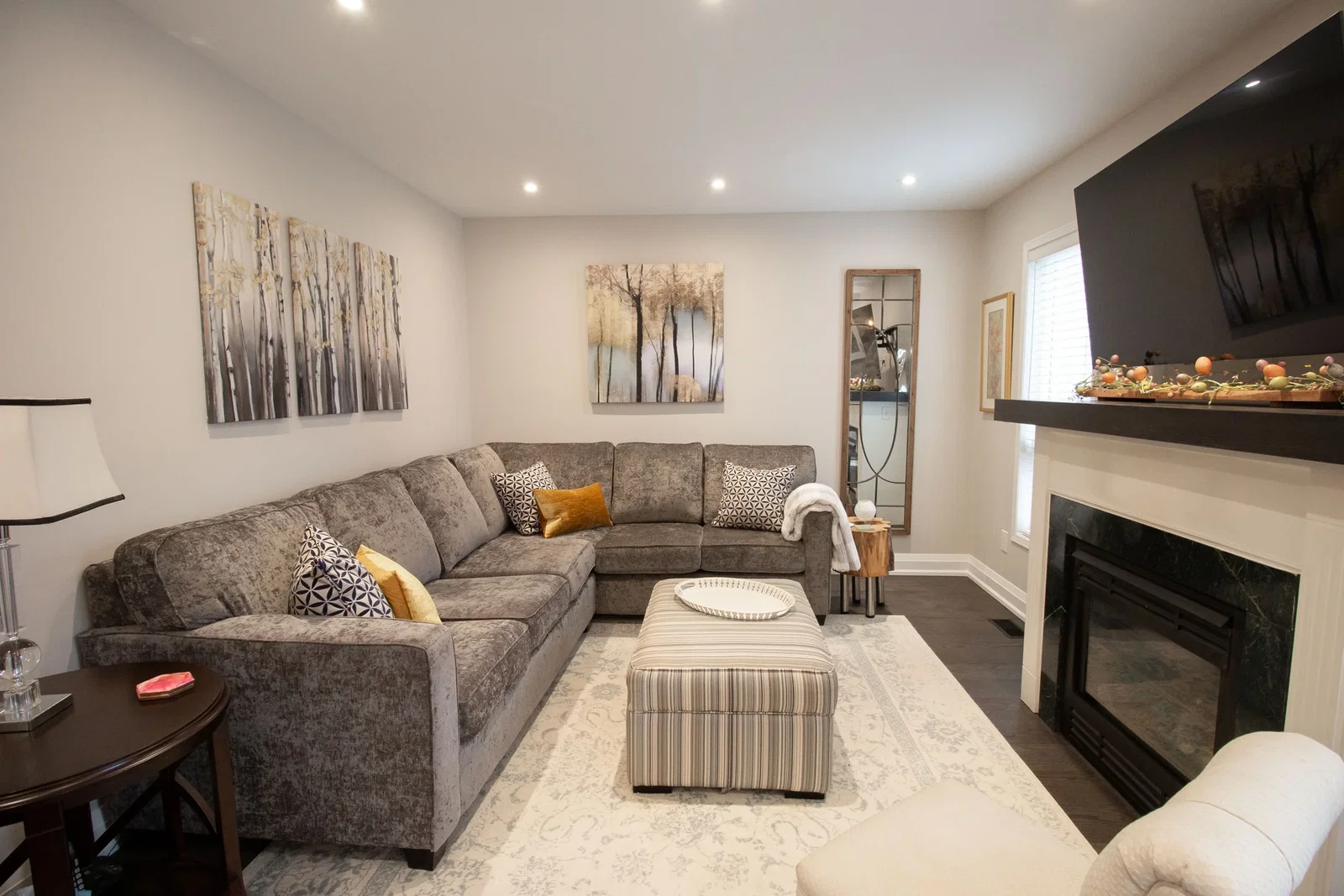 Family room with fireplace