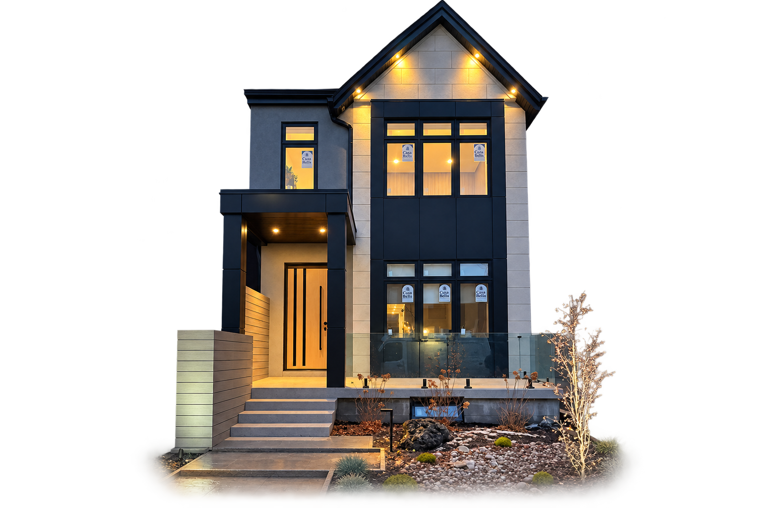 A modern multi-story home exterior representing a successful rebuild project in East York.